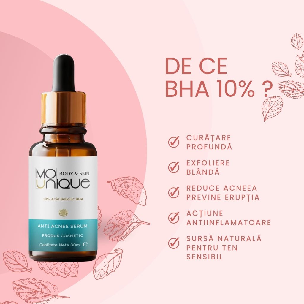 Anti Acnee Serum cu 10% Acid Salicilic BHA - 30 ml