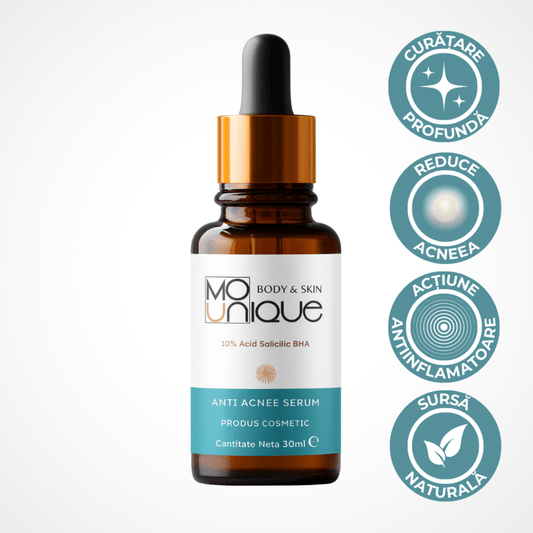Anti Acnee Serum cu 10% Acid Salicilic BHA -  30 ml - Mounique